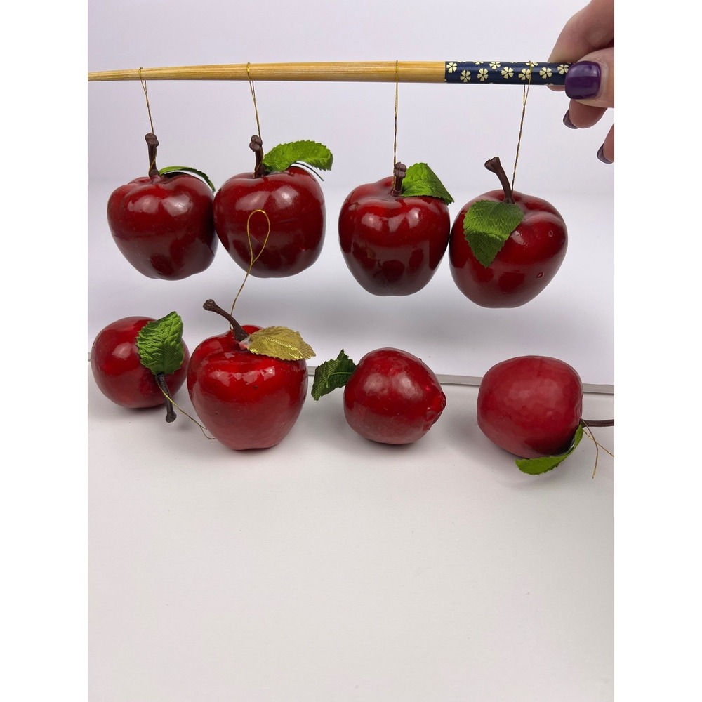 Set of 8 Mini Red Decorative Apples‎ Realistic Faux Fruit Home Decor Accent